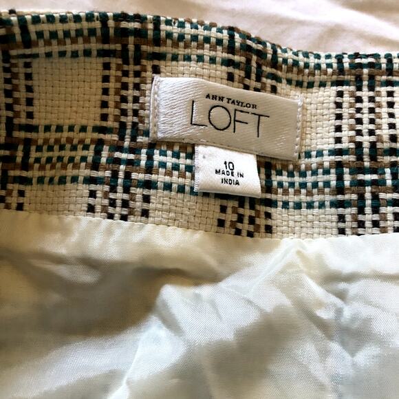 Ann Taylor Loft Basket Weave Plaid A-Line Skirt, Sz 10 - Picture 3 of 8